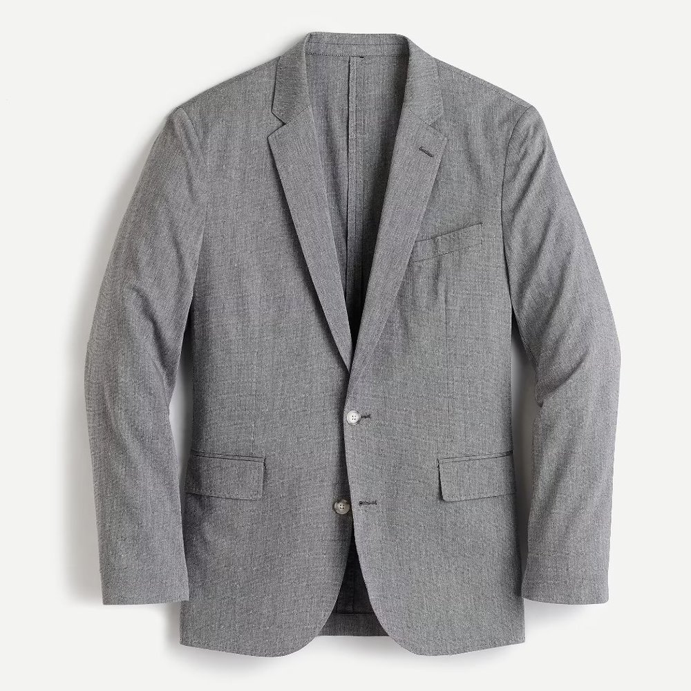 J Crew Cotton-Linen Grey Slim Fit 2-Piece Ludlow Suit - Mens 36R Jacket/29 Pants